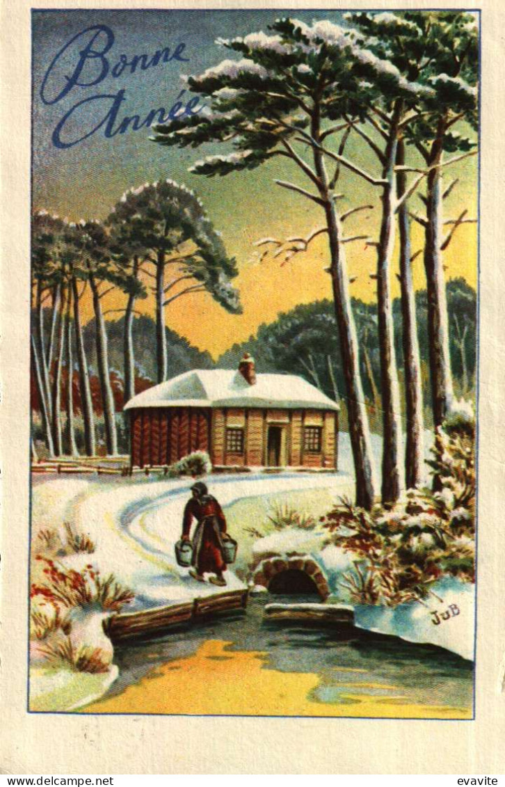 Petite Carte Mignonette   JUB     Bonne Année   Maison, Petit Pont, - New Year