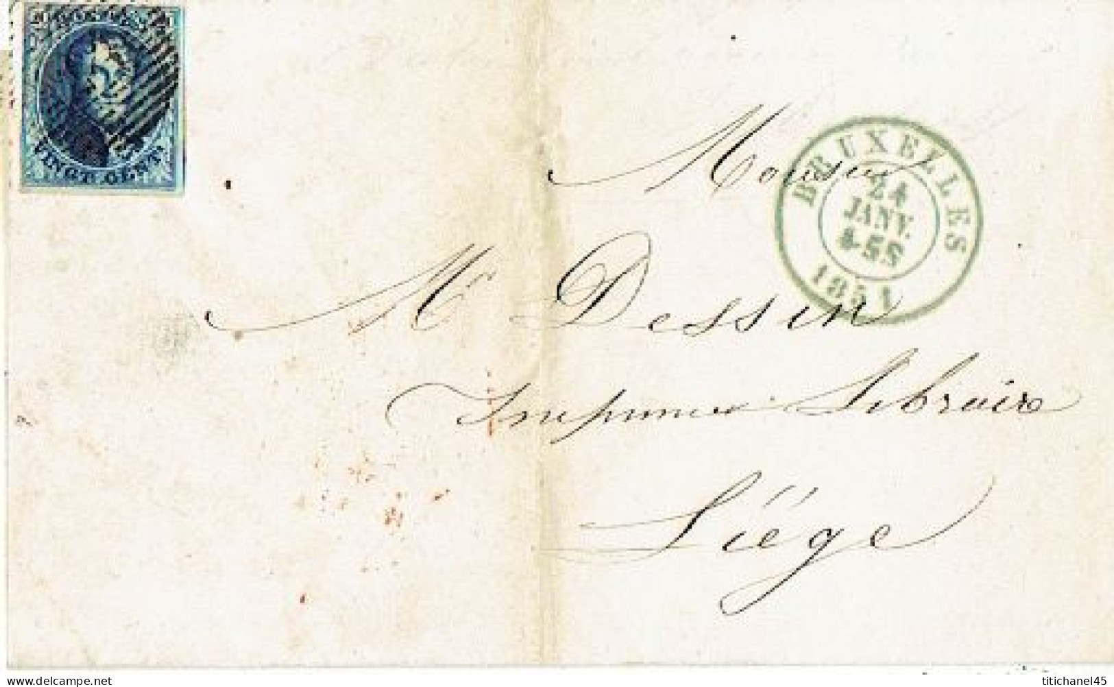 Médaillon N°4A Obl P24  BRUXELLES (24/01/51) S/LAC + Entête J.B. TIRCHER Editeur-Imprimeur Faculté Médecine De BRUXELLES - 1849-1850 Médaillons (3/5)