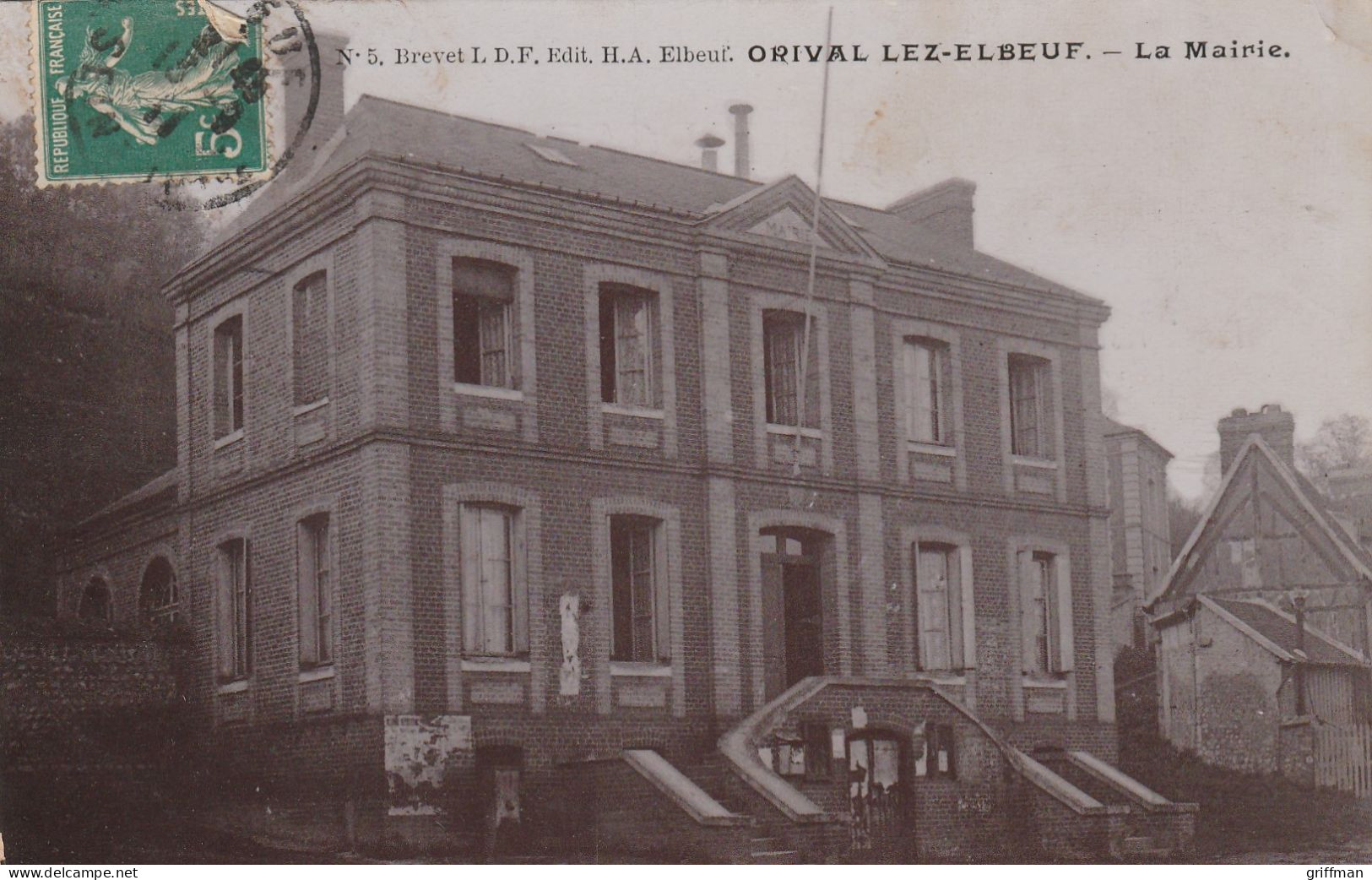 ORIVAL LEZ ELBEUF LA MAIRIE 1911 CPA GLACEE TBE - Other & Unclassified