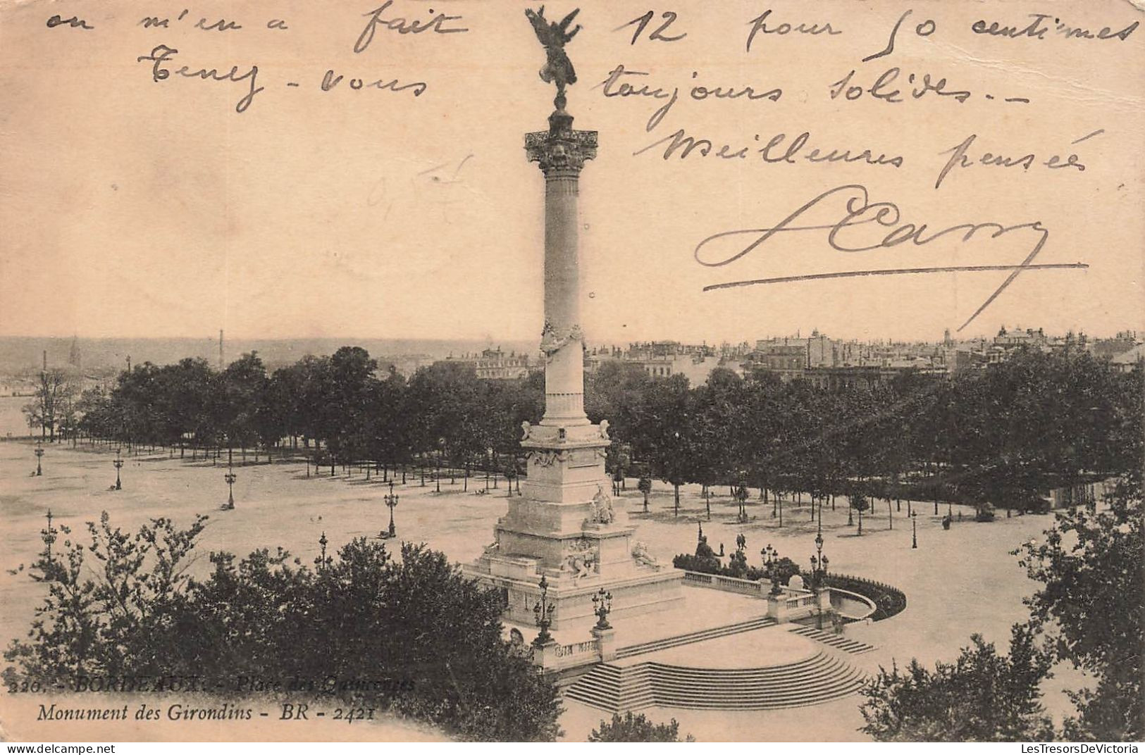 FRANCE - Bordeaux - Place Des Quinconces - Monument Des Girondins - Carte Postale Ancienne - Bordeaux