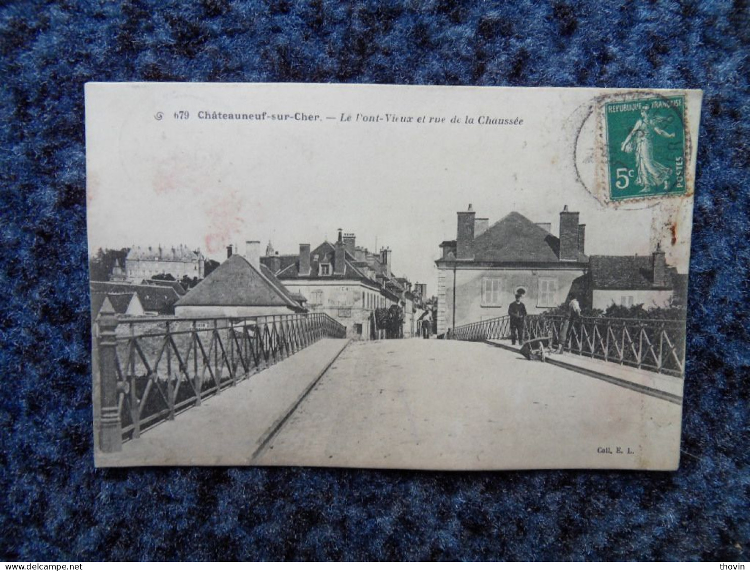 KB11/1219-Chateauneuf Sur Cher Le Pont Vieux Et Rue De La Chaussée 1914 - Chateauneuf Sur Cher