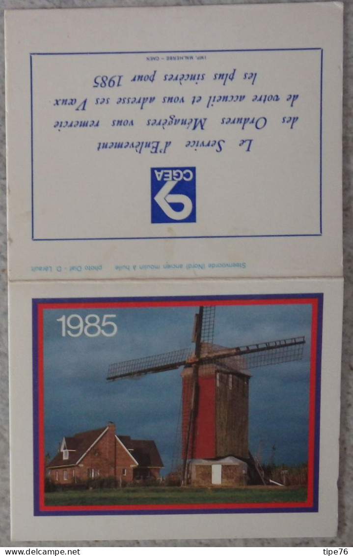 Petit Calendrier De Poche 1985 Steenvoorde Nord Ancien Moulin  Huile - Tamaño Pequeño : 1981-90