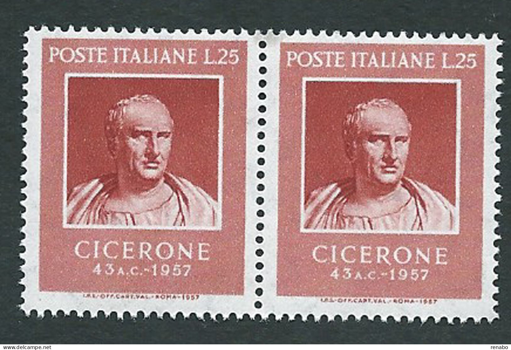 Italia 1957; Cicerone, Bimillenario Della Sua Morte. Coppia. - 1946-60: Nieuw/plakker