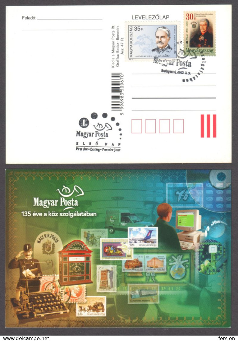 COMPUTER Telegraph MAILBOX Stamp On Stamp POSTCARD 1997 UPU Gervay Mihály POST Director STATIONERY 2002 HUNGARY FDC - Correo Postal