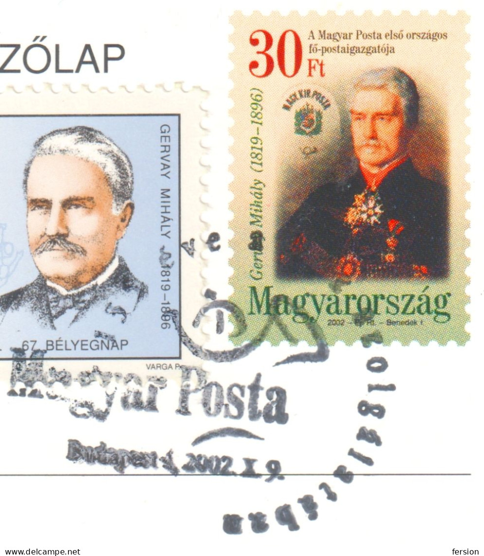 COMPUTER Telegraph MAILBOX Stamp On Stamp POSTCARD 1997 UPU Gervay Mihály POST Director STATIONERY 2002 HUNGARY FDC - Correo Postal