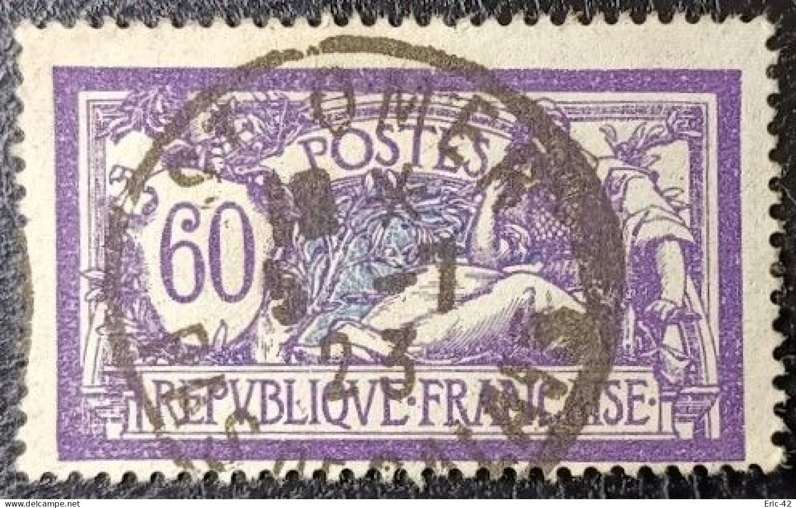 N°144 MERSON 60c Violet Et Bleu. Cachet Du 5 Juillet 1923 à Saint-Omer. - 1900-27 Merson