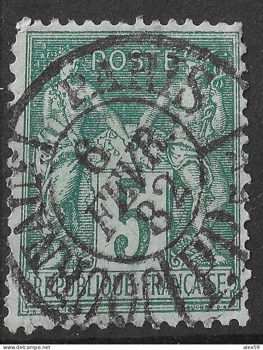 Lot N°1 N°75,Oblitéré Cachet à Date De PARIS JOURNAUX PP55" R.des Pyrénées - 1876-1898 Sage (Type II)