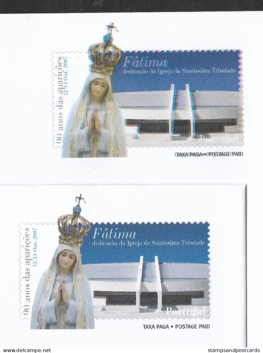 Portugal 2 PAP Entier Postal 2007 Notre Dame De Fátima ERREUR IMPRESSION Postal Stationery Covers PRINTING ERROR - Enteros Postales