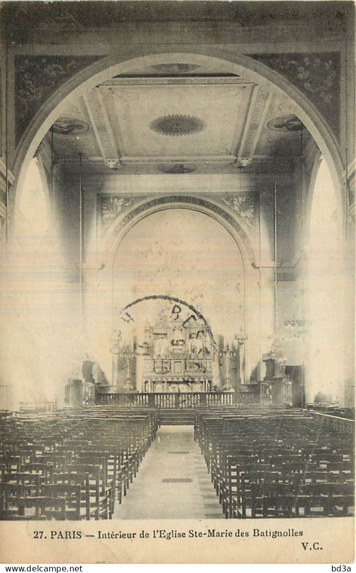 75 - PARIS - INTERIEUR DE L'EGLISE SAINTE MARIE DES BATIGNOLLES - Eglises