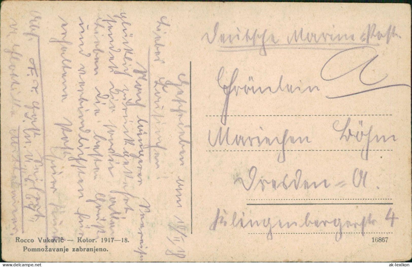 Postcard Herceg Novi Херцег Нови (Castelnuovo) Stadtpartie 1918 - Montenegro