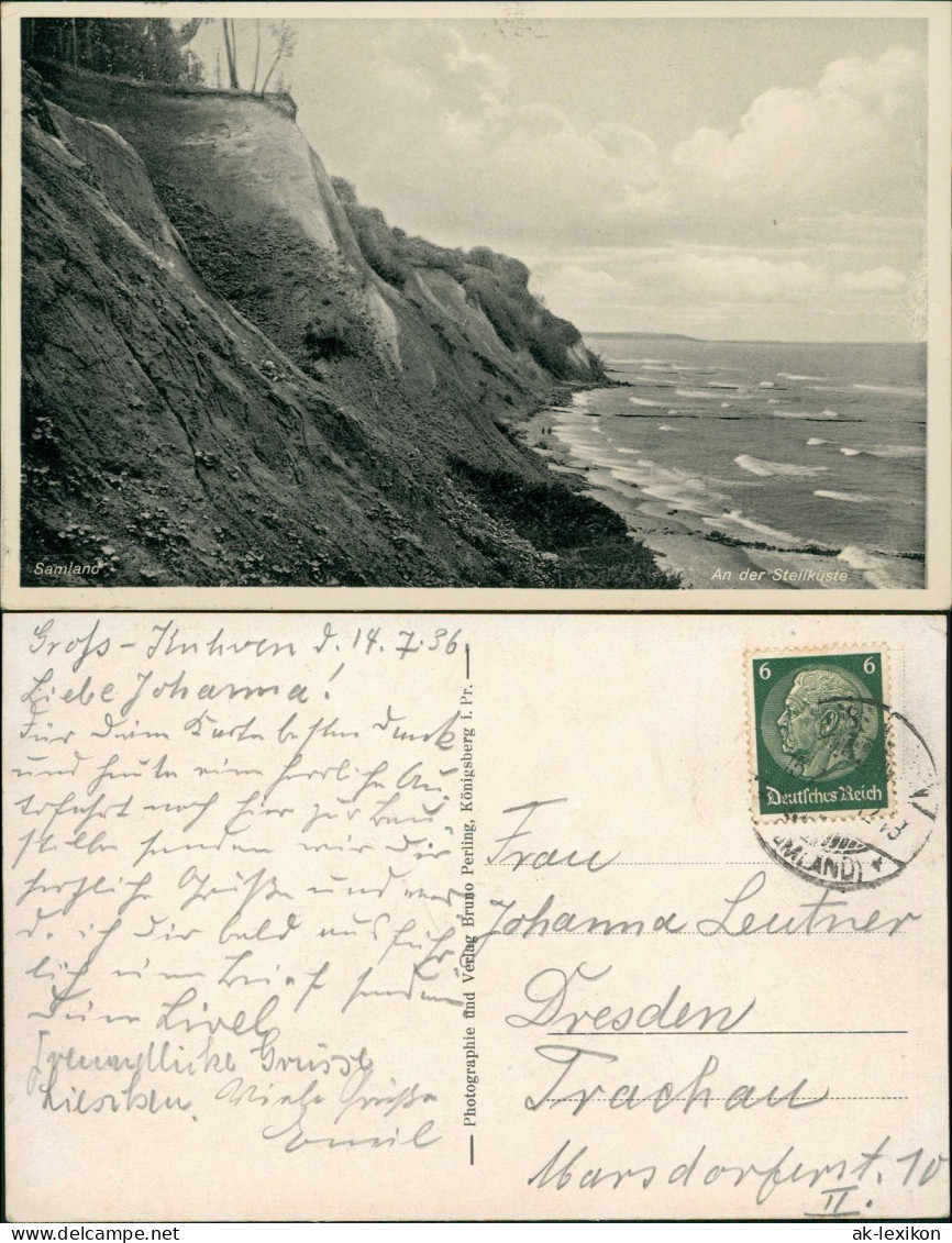 Postcard Kleinkuhren (Samland) Steilküste Samland Ostpreußen 1936 - Ostpreussen