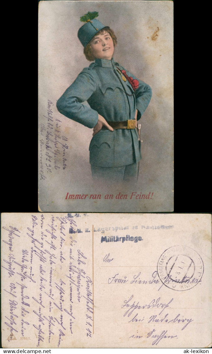 Militär/Propaganda Fräulein Feldgrau Liebe Sehnsucht Immer Ran An D Feind 1917 - Patriotic