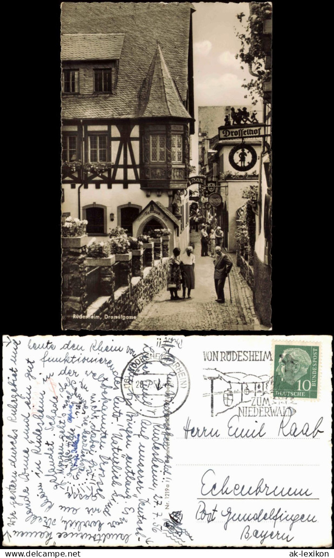 Ansichtskarte Rüdesheim (Rhein) Drosselgasse 1956 - Ruedesheim A. Rh.