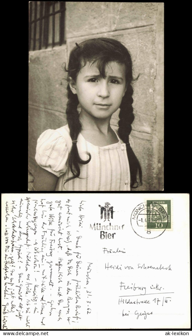 Ansichtskarte  Portrait Kinder Mädchen 1962  Gel. Stempel München - Portretten