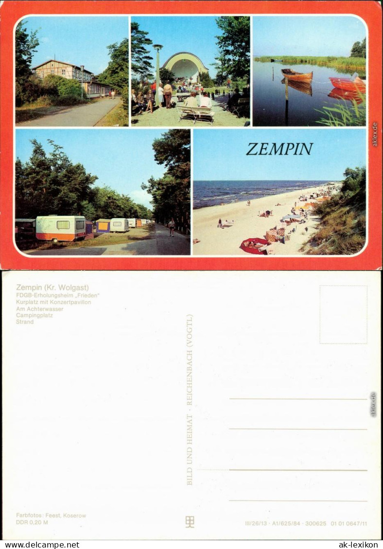 Zempin FDGB-Erholungsheim "Frieden", Kurplatz Mit     Campingplatz  1985 - Sonstige & Ohne Zuordnung