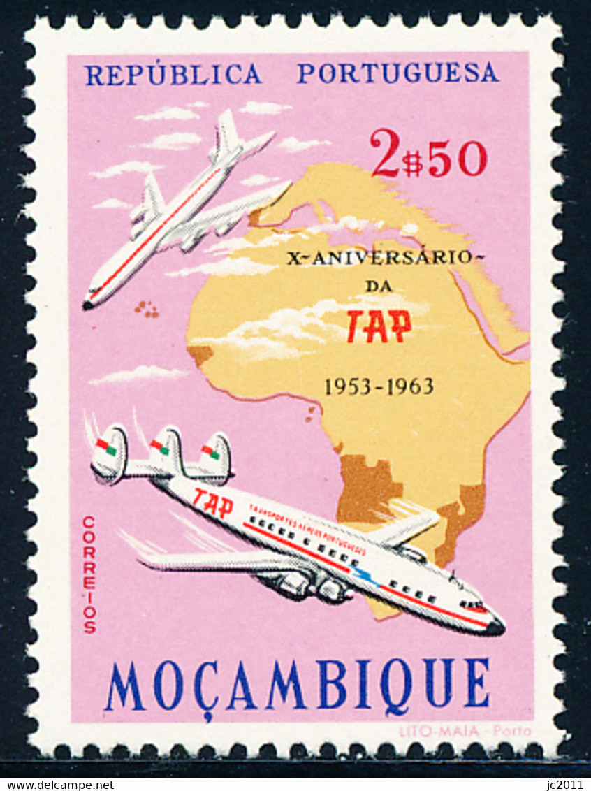 Mozambique - 1963 - Airplanes / TAP - Boeing 707 & Lockheed - Map Of Africa  - MNH - Mozambico
