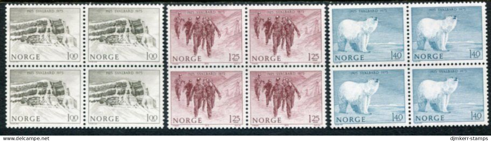 NORWAY 1975 Spitzbergen Treaty Blocks Of 4 MNH / **.  Michel 709-11 - Unused Stamps