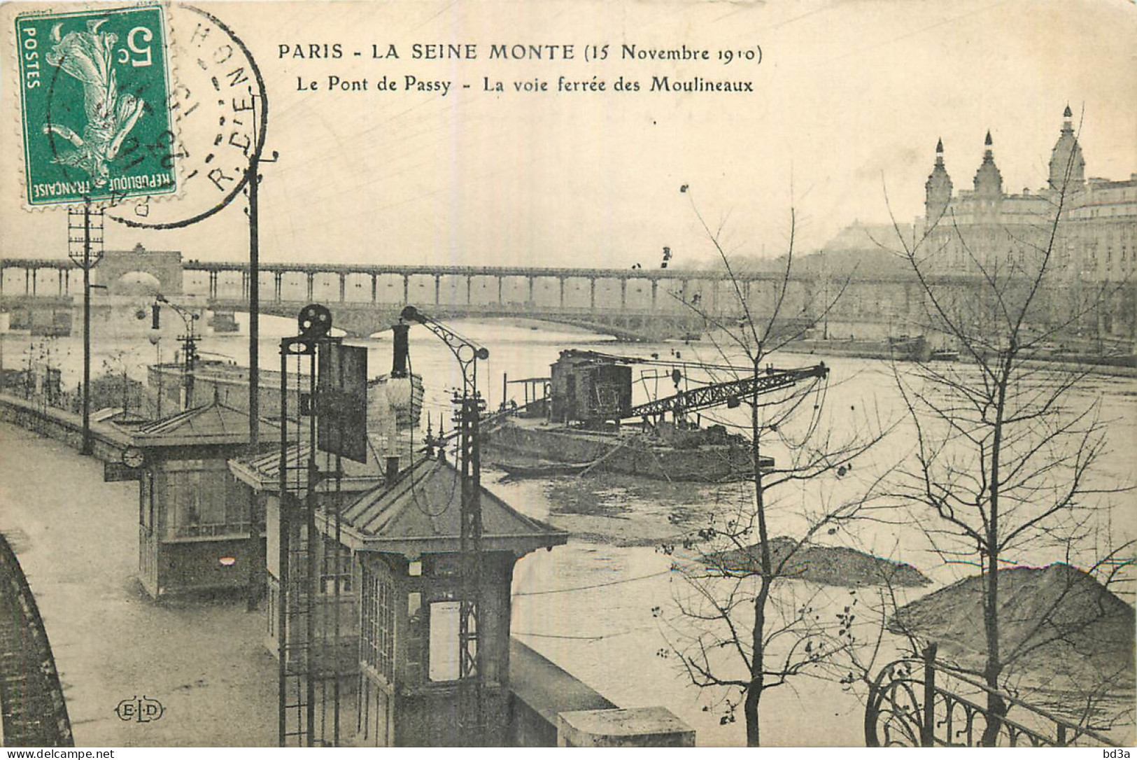 75 - PARIS - LA SEINE MONTE - LE PONT DE PASSY - Inondations De 1910