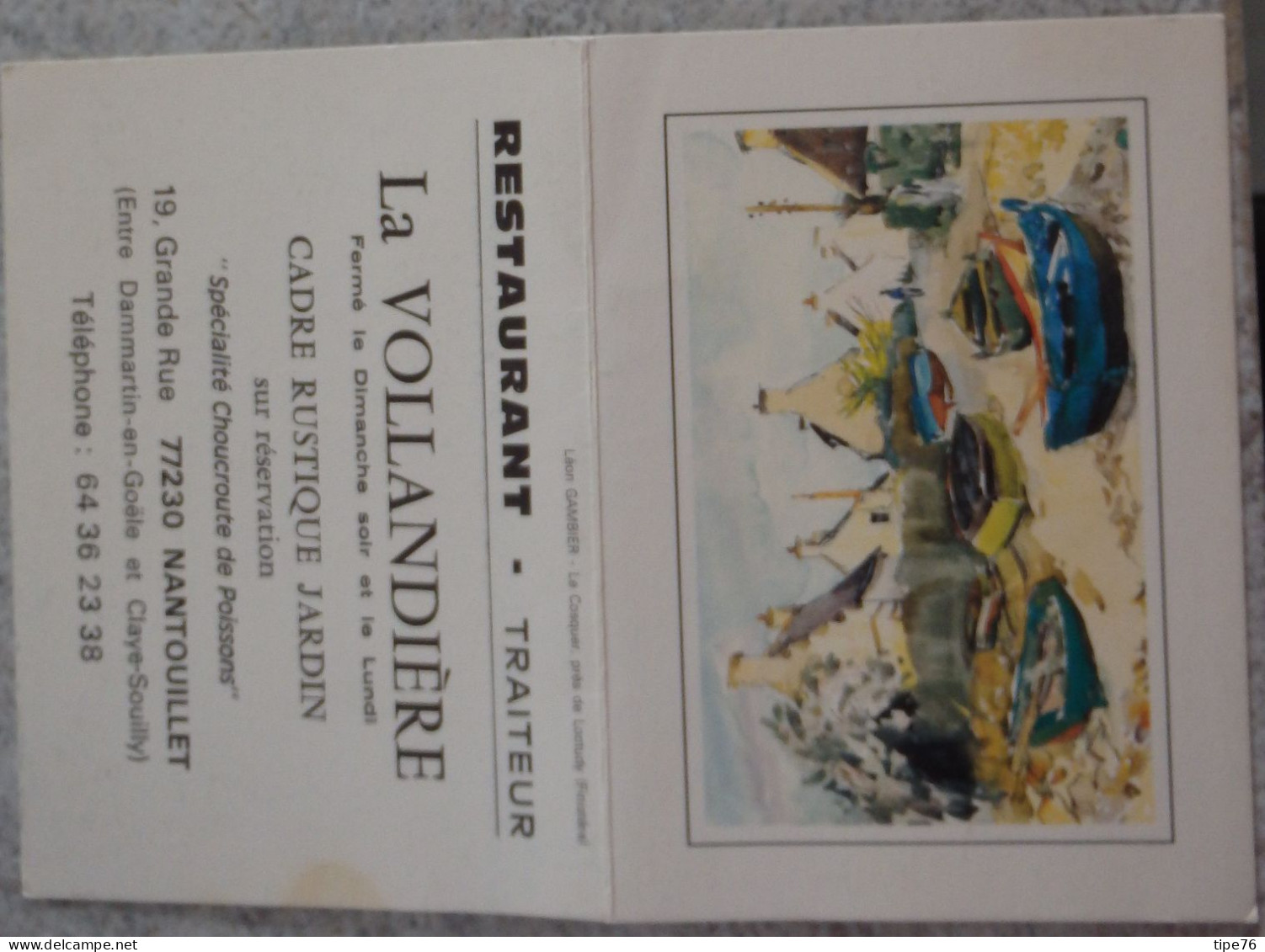 Petit Calendrier De Poche 1986 Peinture Léon Gambier Le Cosquer Près De Loctudy - Restaurant Nantouillet Seine Et Marne - Small : 1981-90