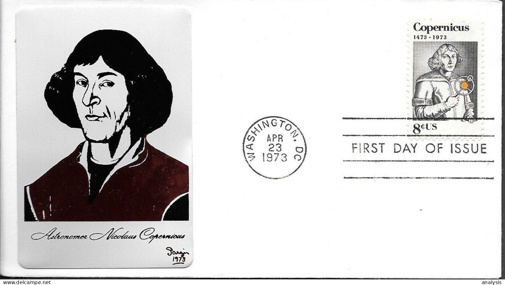 US Space FDC Cover 1973. Nicolaus Copernicus 500th Birth Anniv. Astronomy - Verenigde Staten