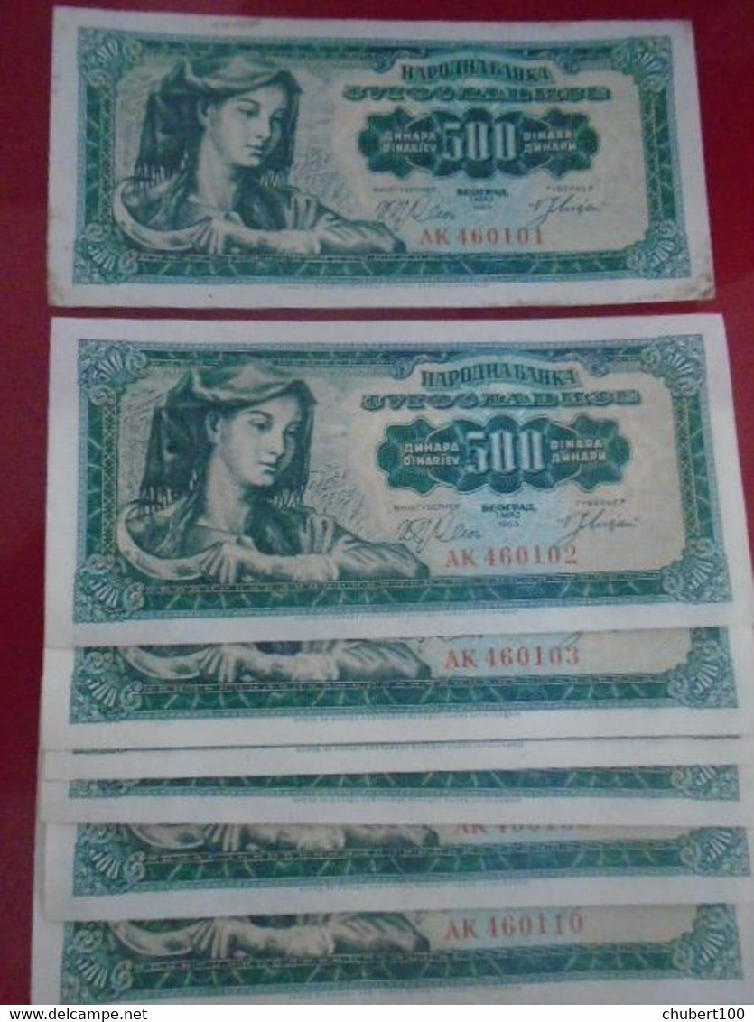 YUGOSLAVIA,  P 74 ,  500 Dinara , 1963 , UNC Neuf , 10 Notes - Joegoslavië