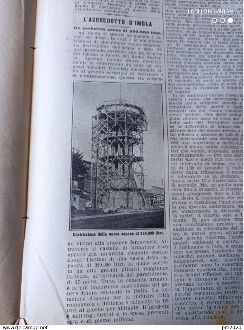 LA DOMENICA DEL CORRIERE 1913 ACQUEDOTTO DI IMOLA TERNI - Other & Unclassified