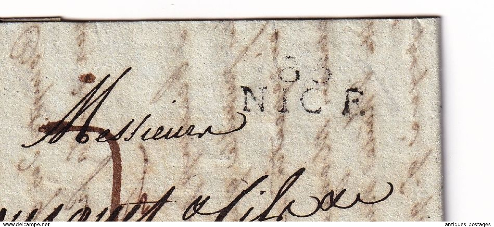 Lettre Nice 1809 Gazielle Alpes Maritimes Agde Tartane Bateau Barrique Huile D'Olive Olive Oil - 1801-1848: Précurseurs XIX