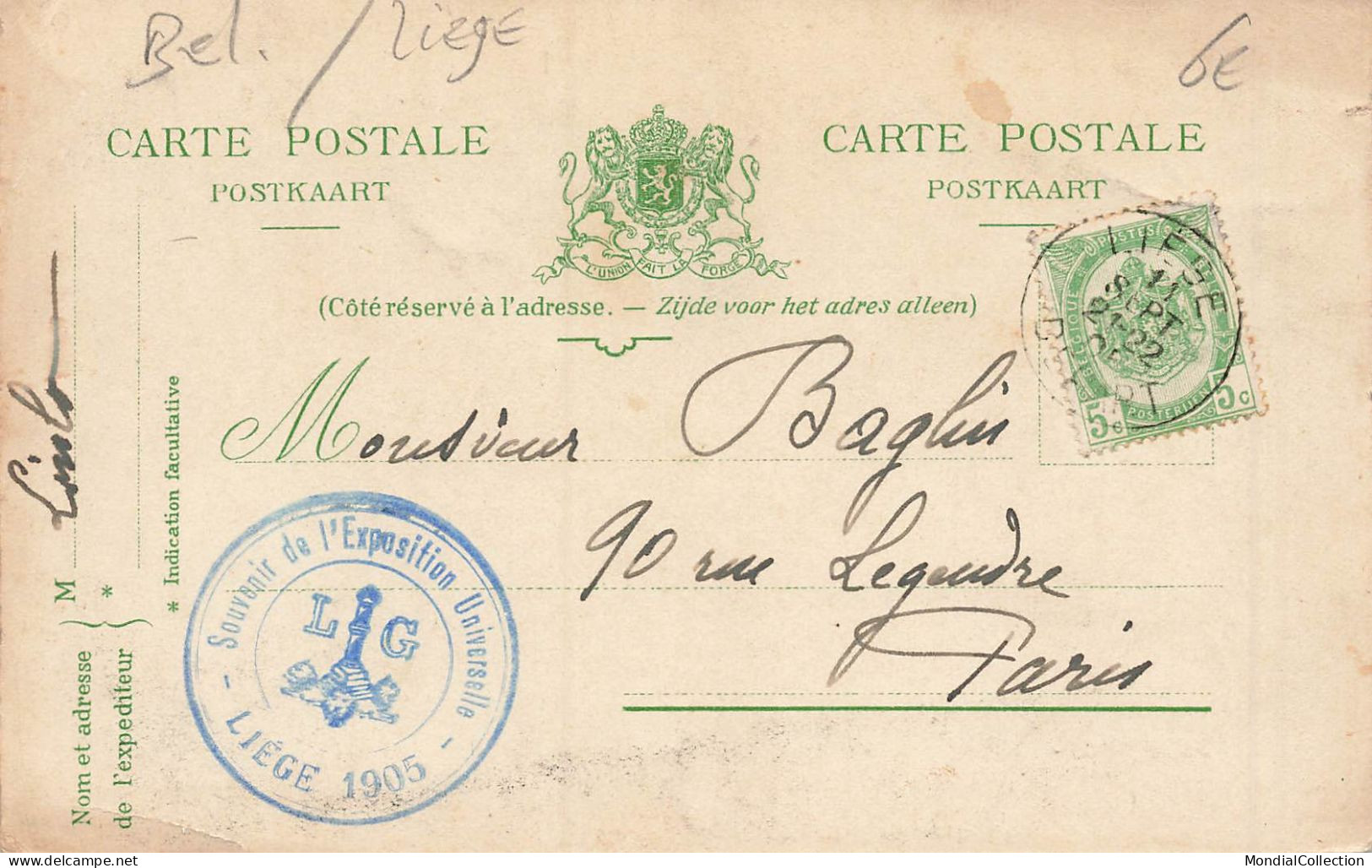 MIKIBP11-061- BELGIQUE LIEGE EXPOSITION 1905 UN RECRUTEMENT MATINAL RETOUR D UN CONGRES PAR ILLUSTRATEUR - Luik