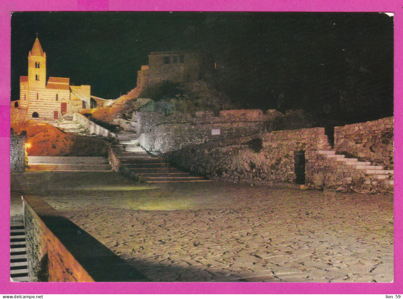 294041 / Italy - PORTOVENERE Night Notturno PC 1971 USED 90 L - 25th Anniversary ALITALIA Società Aerea Italiana S.p.A. - 1971-80: Poststempel