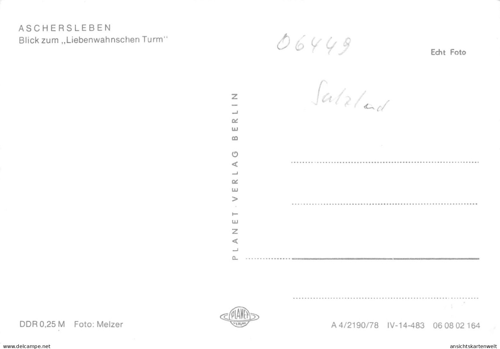 Aschersleben Blick Zum Liebenwahnschen Turm Ngl #171.830 - Sonstige & Ohne Zuordnung