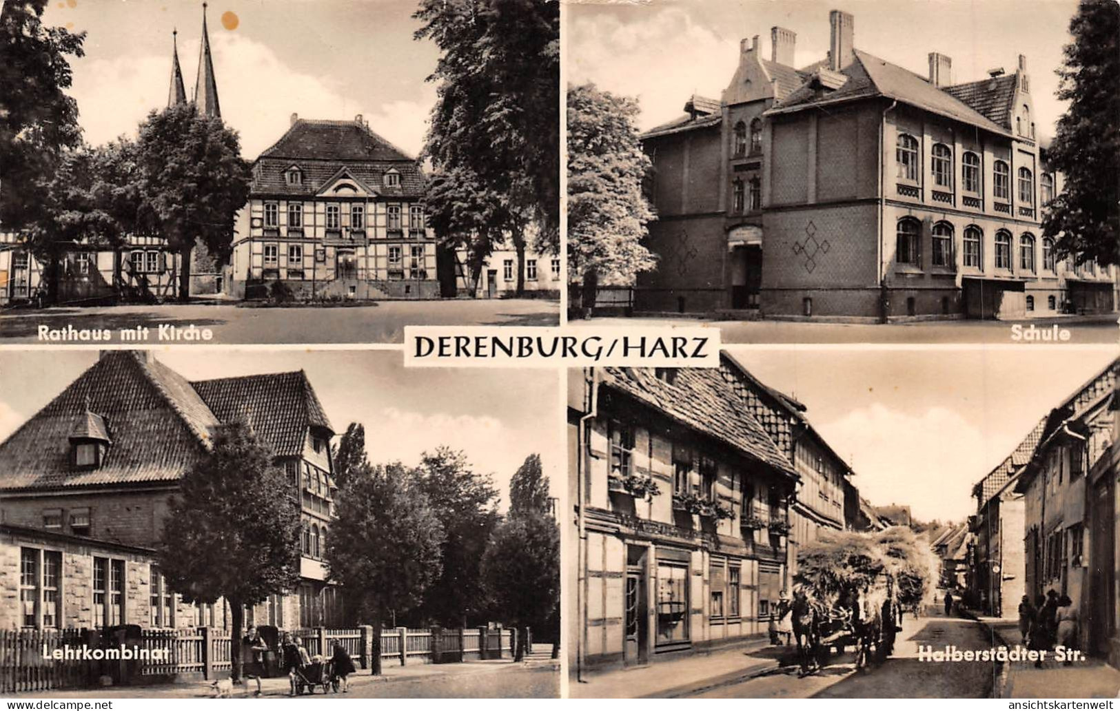 Derenburg (Harz) Rathaus Kirche Schule Lehrkombinat Straße Gl1968 #171.832 - Sonstige & Ohne Zuordnung
