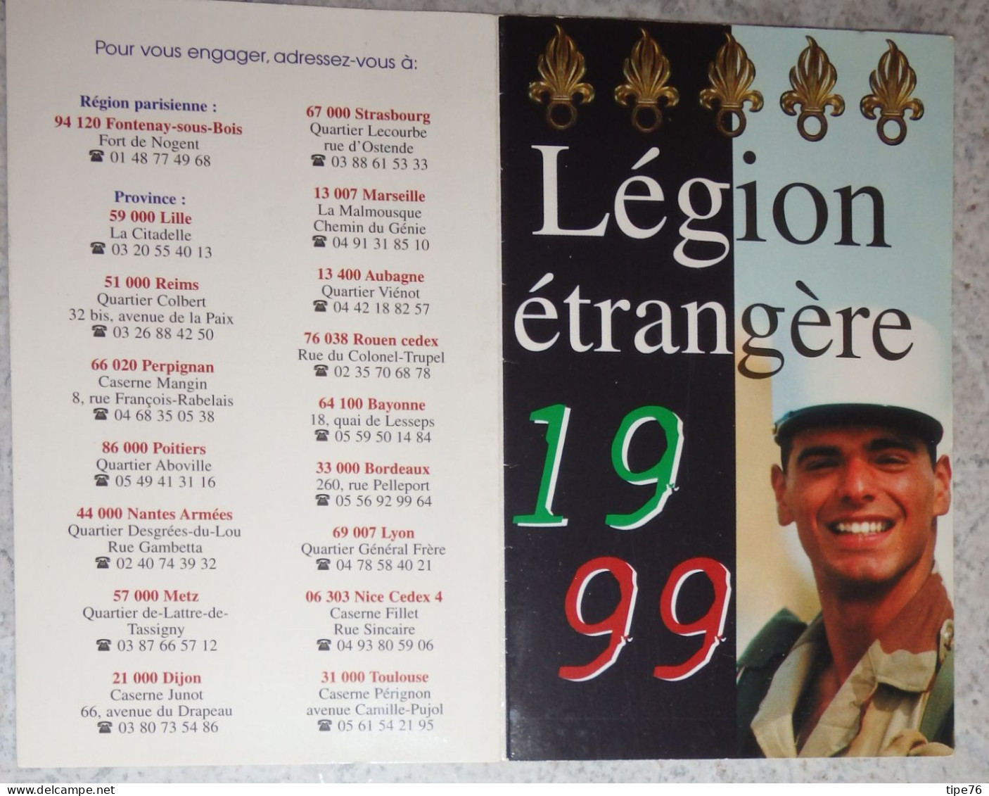 Petit Calendrier De Poche 1999 Légion étrangère - Kleinformat : 1991-00