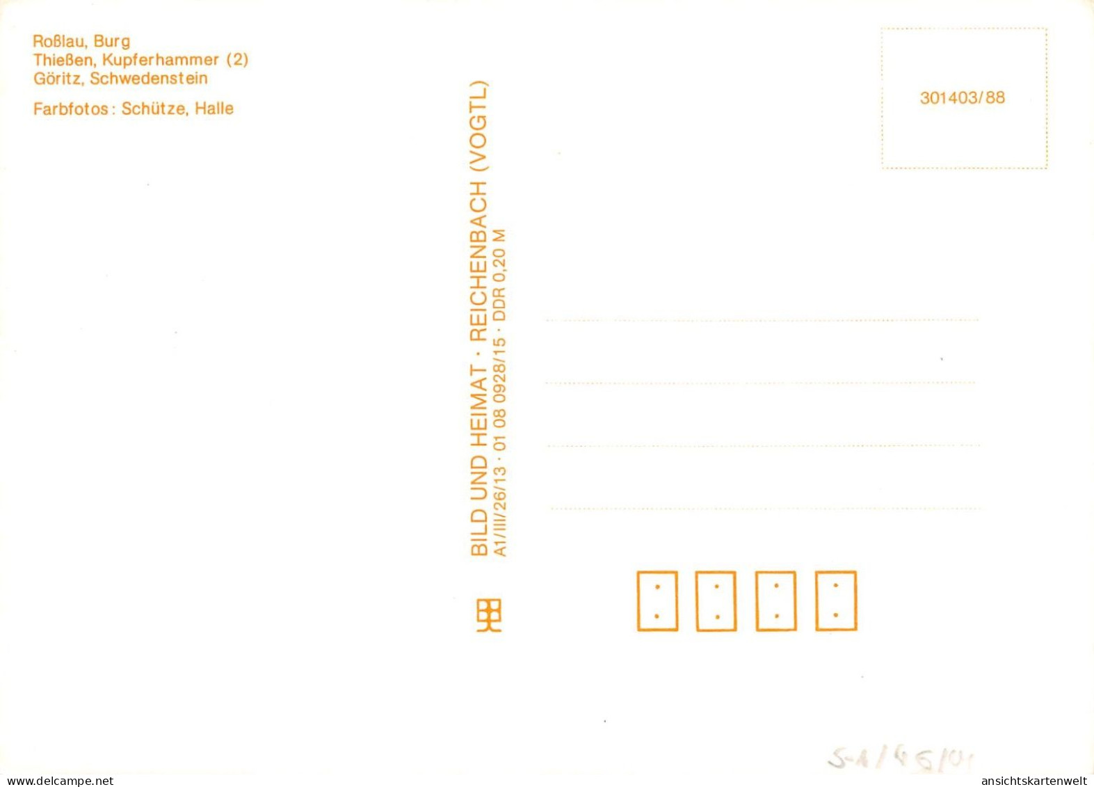 Roßlau Burg, Thießen Kupferhammer, Göritz Schwedenstein Ngl #171.859 - Other & Unclassified