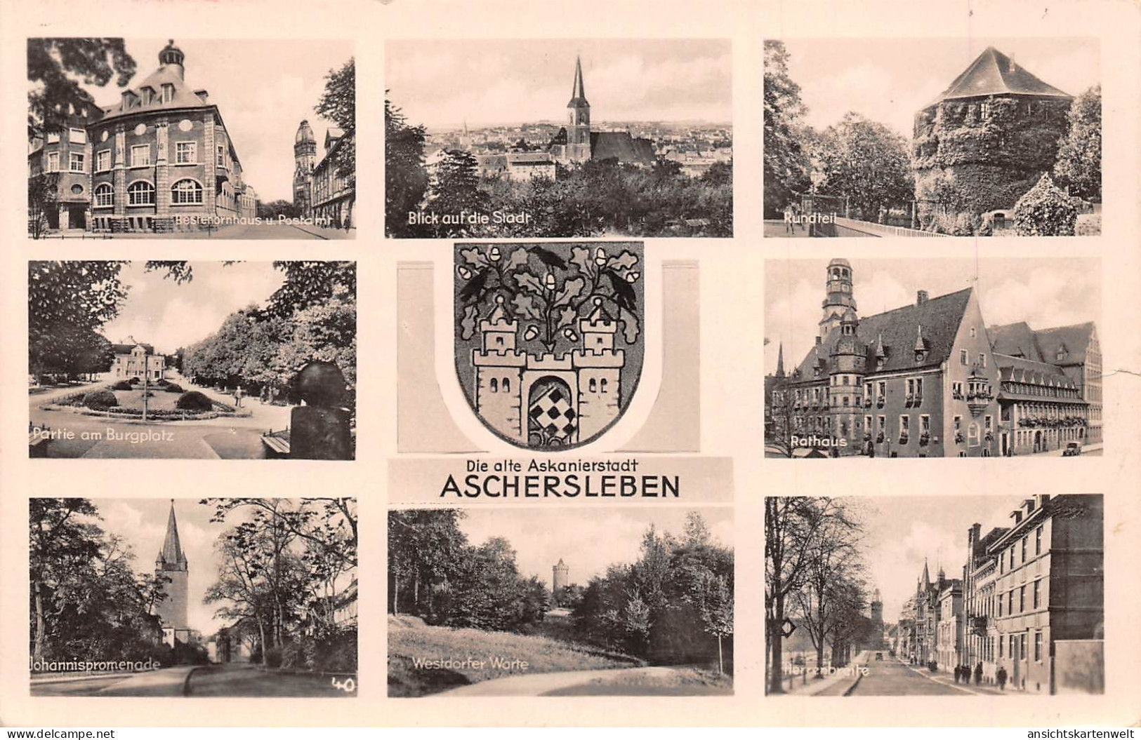 Aschersleben Teilansichten Mehrbildkarte Glca.1940 #171.829 - Autres & Non Classés