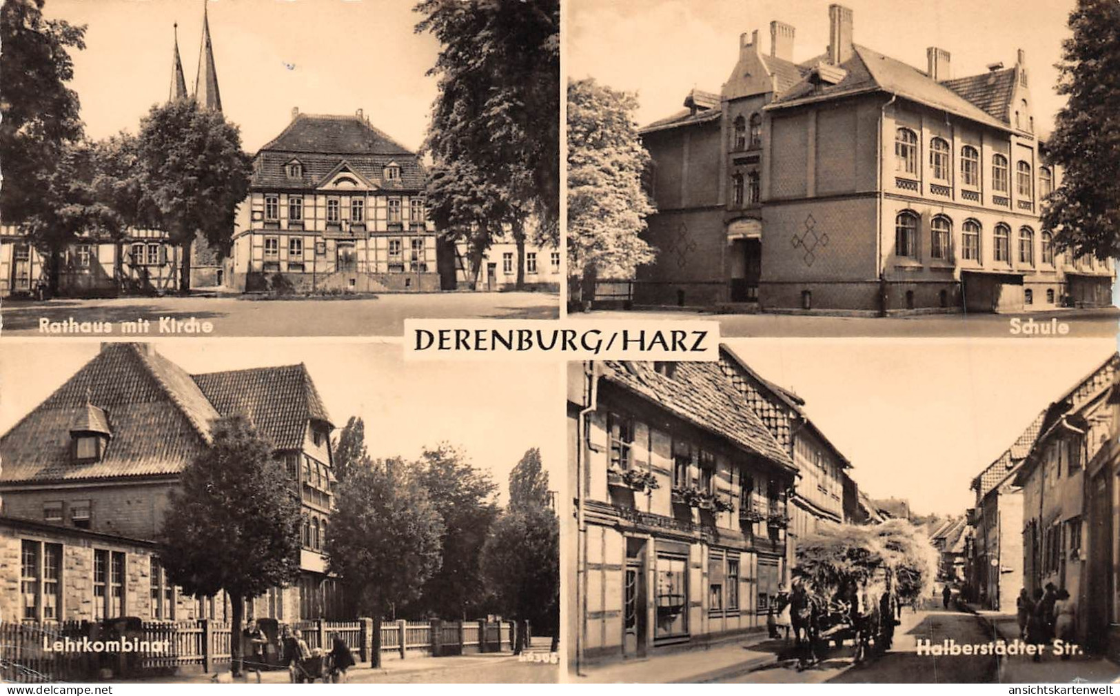 Derenburg (Harz) Rathaus Kirche Schule Lehrkombinat Straße Gl1961 #171.833 - Sonstige & Ohne Zuordnung