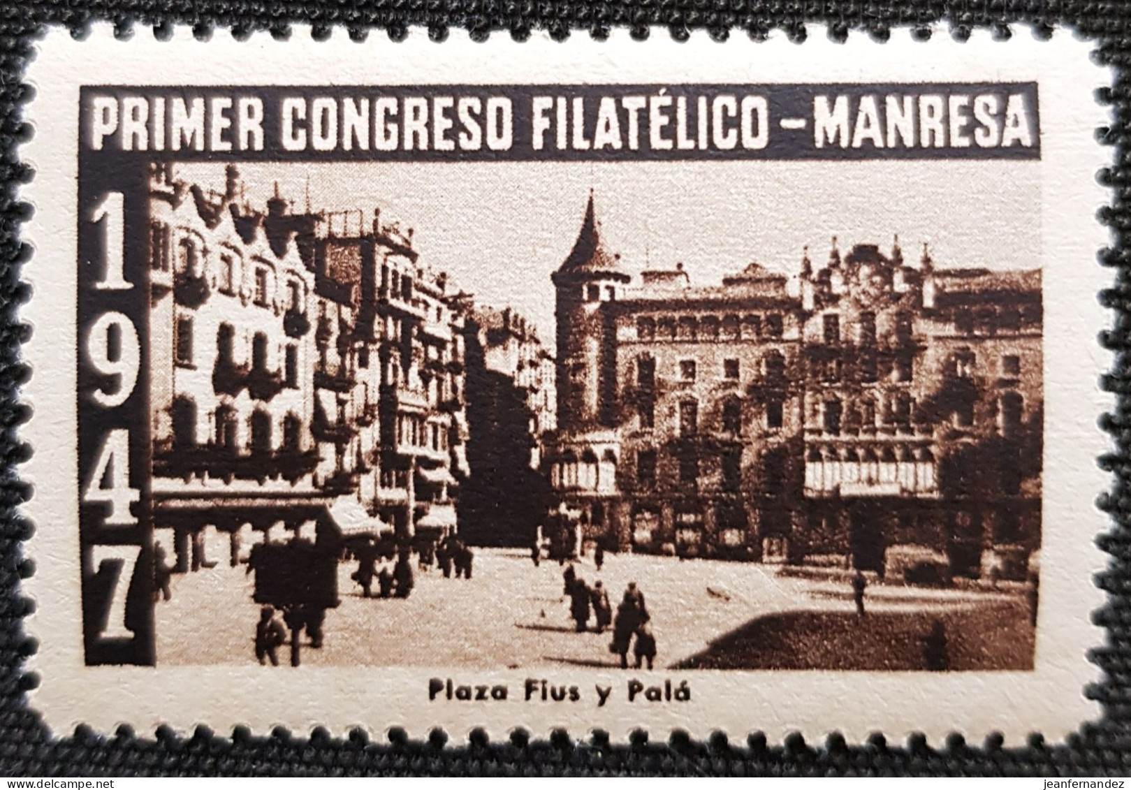 VIÑETAS 1947 Primer Congreso Filatélico, MANRESA Neuf Sans Trace De Charnière - Wohlfahrtsmarken