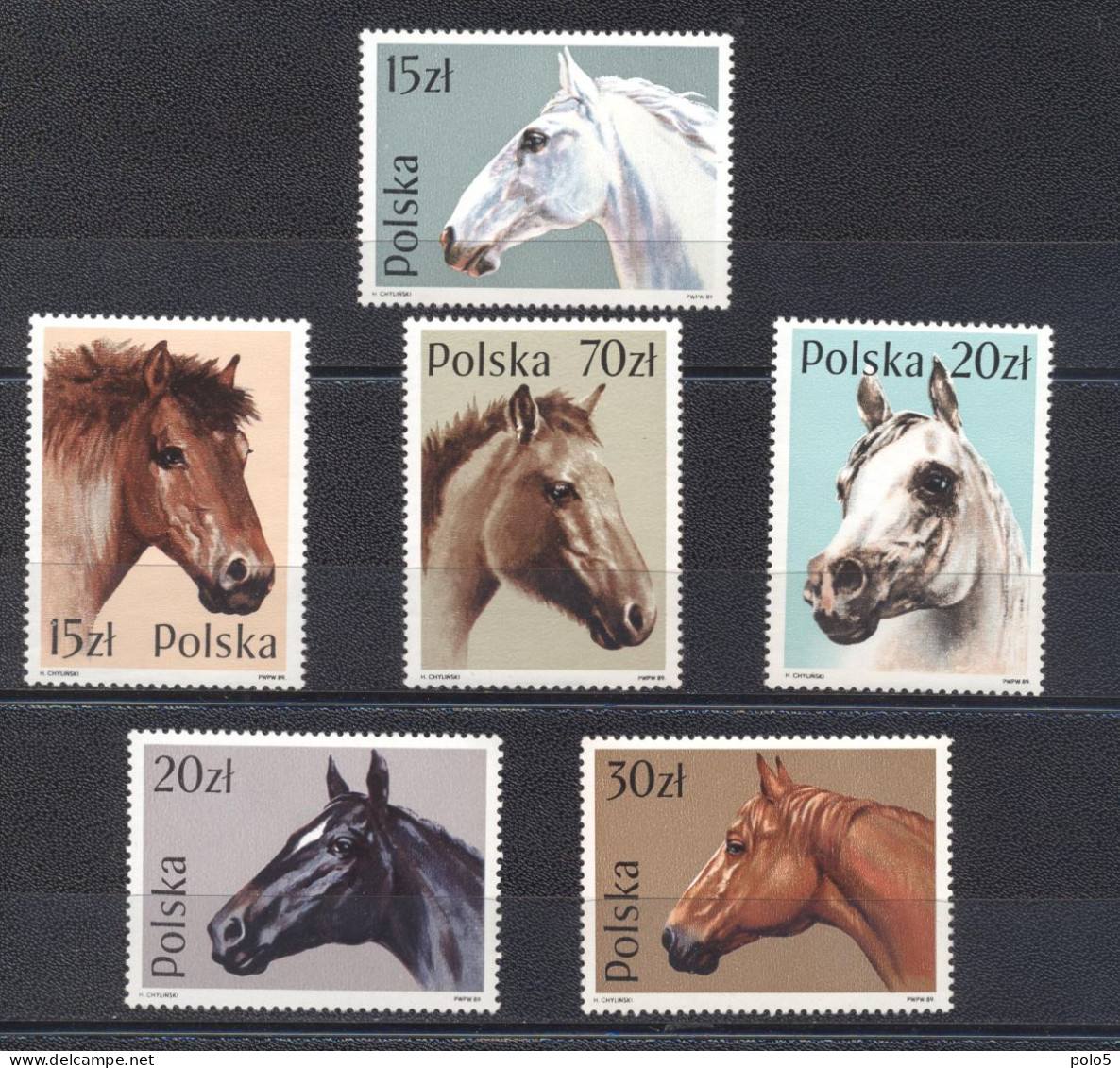 Pologne 1989- Horses Set (6v) - Neufs