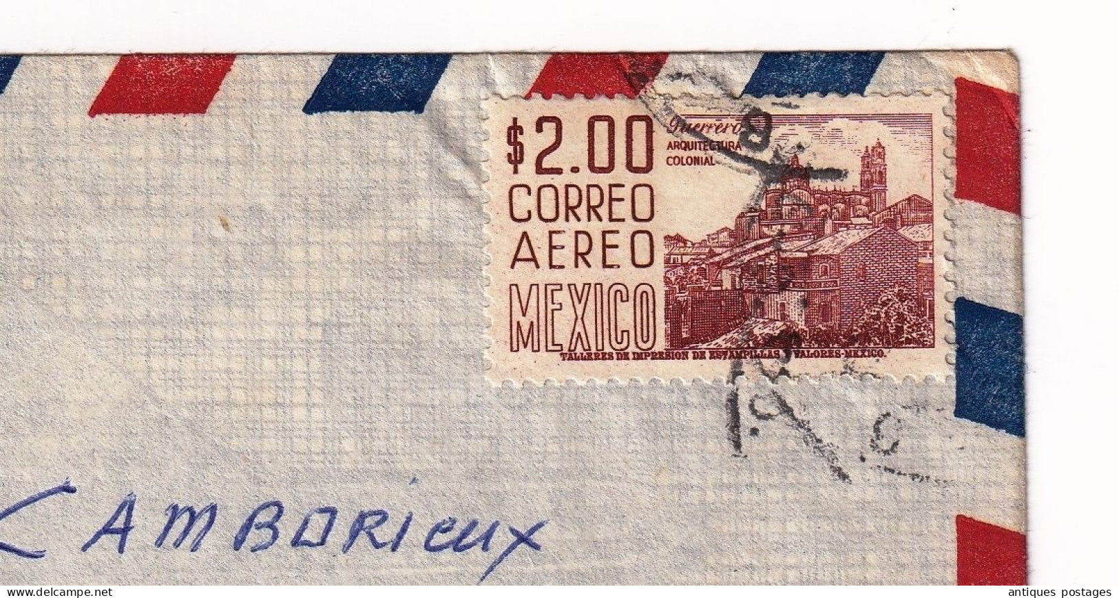 Lettre Mexique Mexico Pour Clamecy Nièvre Par Avion Hotel Geneve Correo Aero - Mexico