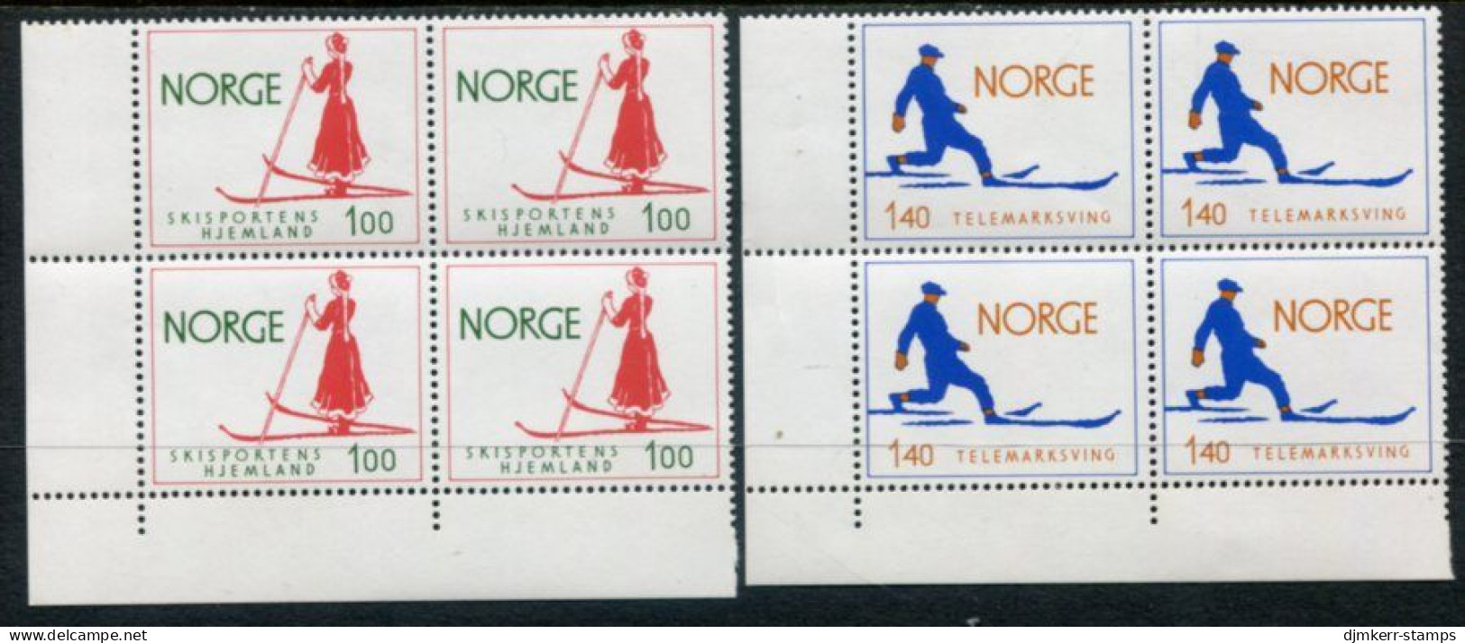 NORWAY 1975 Home Of Skiing Blocks Of 4 MNH / **.  Michel 695-96 - Neufs