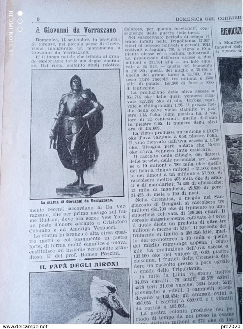 LA DOMENICA DEL CORRIERE 1913 GREVE IN CHIANTI GIOVANNI DA VERRAZZANO - Sonstige & Ohne Zuordnung