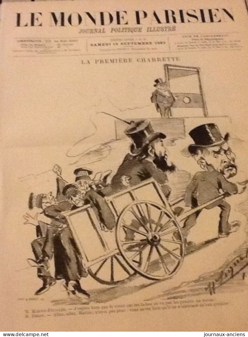 1883 LE MONDE PARISIEN - GUILLOTINE - Jules FERRY - LONGUE-VUE NORWEGE - WALDECK ROUSSEAU - ALLIANCE CONTRE L'ALLEMAGNE - Tijdschriften - Voor 1900