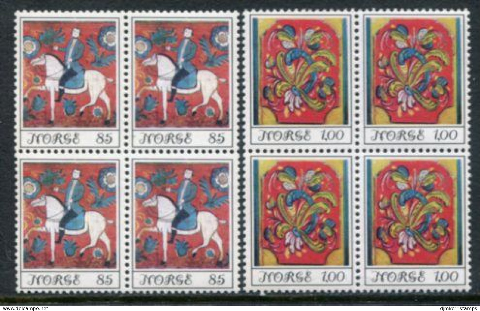 NORWAY 1974 Christmas: Folk Art Blocks Of 4 MNH / **.  Michel 693-94 - Ongebruikt