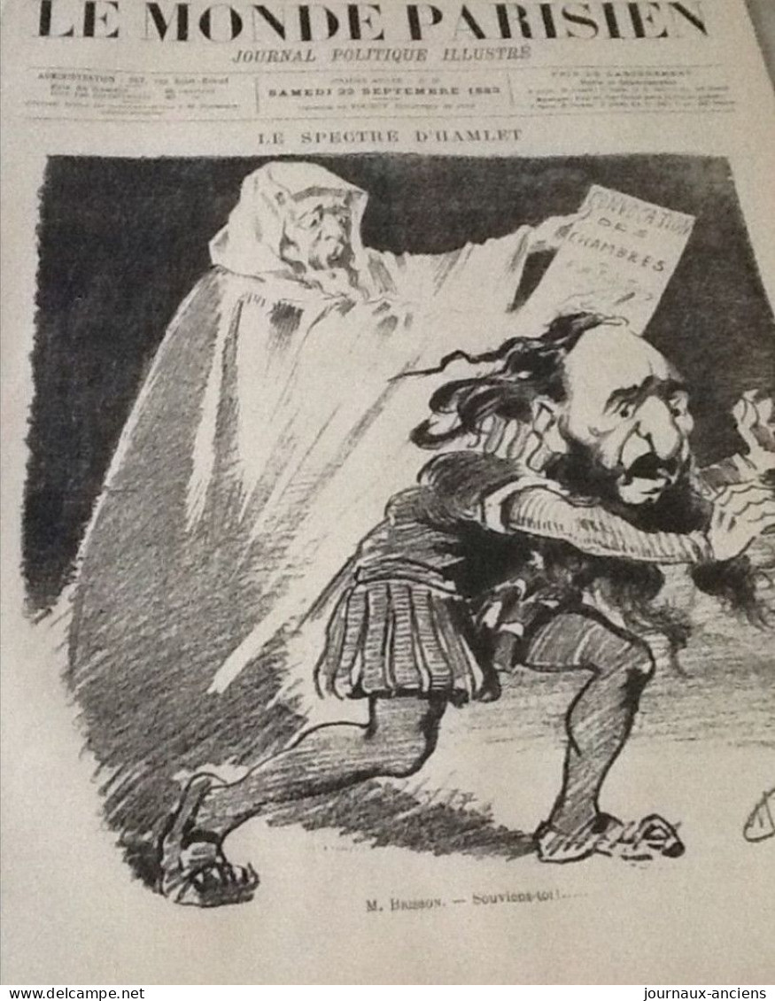 1883 LE MONDE PARISIEN - LE SPECTRE D'HAMLET - Jules FERRY - BRISSON - GREVY Grigou 1er - CHALLEMEL LACOUR ASNIERES - Ohne Zuordnung