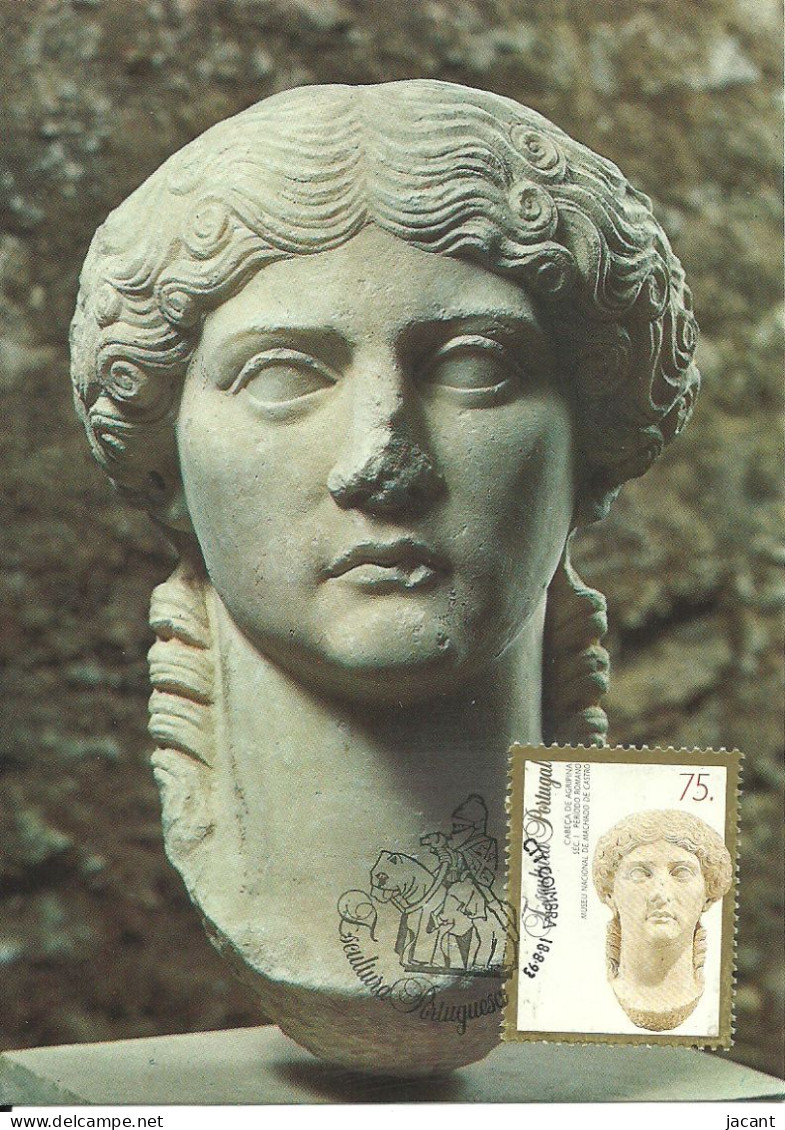 30894 - Carte Maximum - Portugal - Escultura Cabeça Agripina Agripine Sec. I Romain - Museu Machado Castro Coimbra - Tarjetas – Máximo