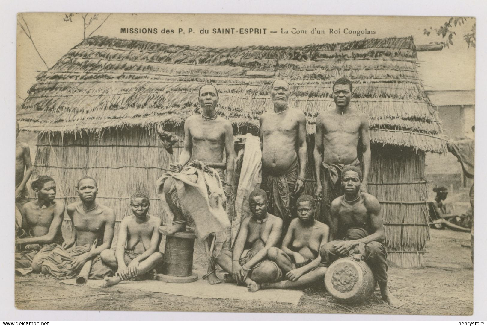 Missions Des P.P. Du Saint Esprit : La Cour D'un Roi Congolais - Femmes Seins Nus (Z4059) - Belgian Congo