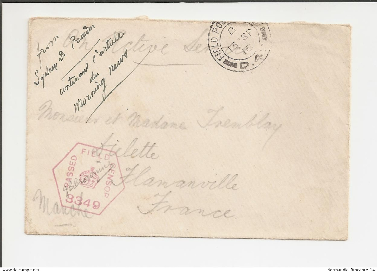 Lettre Envoyée D'Angleterre En 1917 Pour Flamanville (La Manche) - Censure Militaire - 1914-18