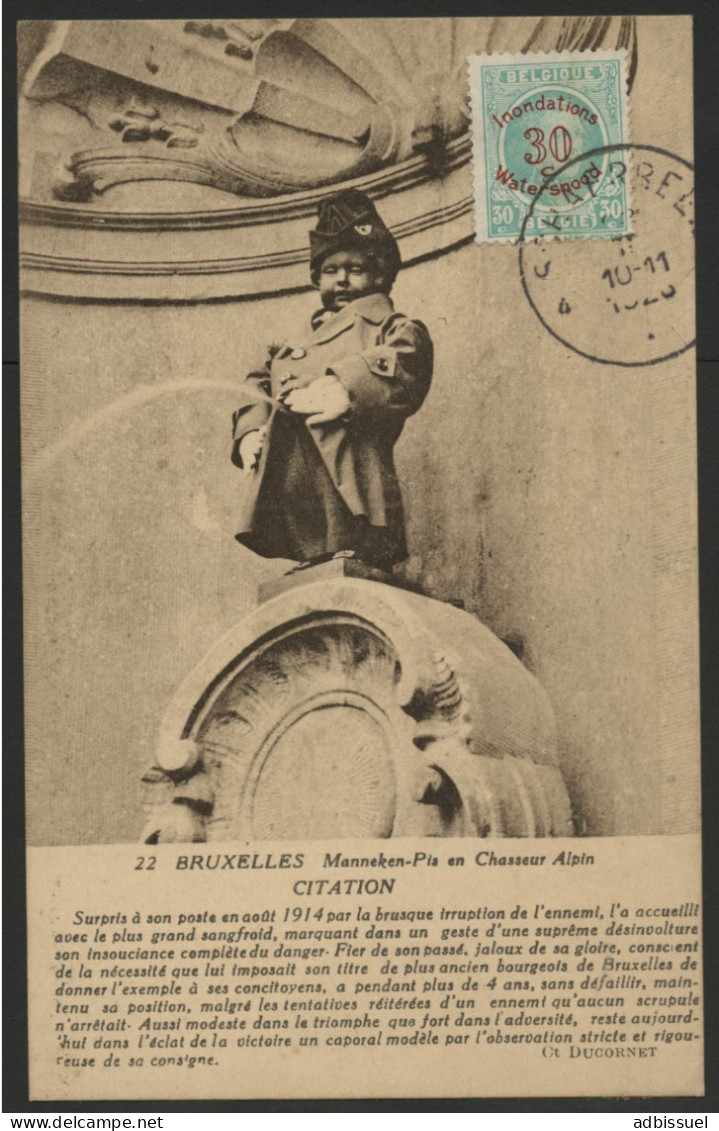 N° 237 30ct + 30ct Inondations Sur CP Obl. C.à.d SCHAERBEEK En 1926. TB - Cartas & Documentos