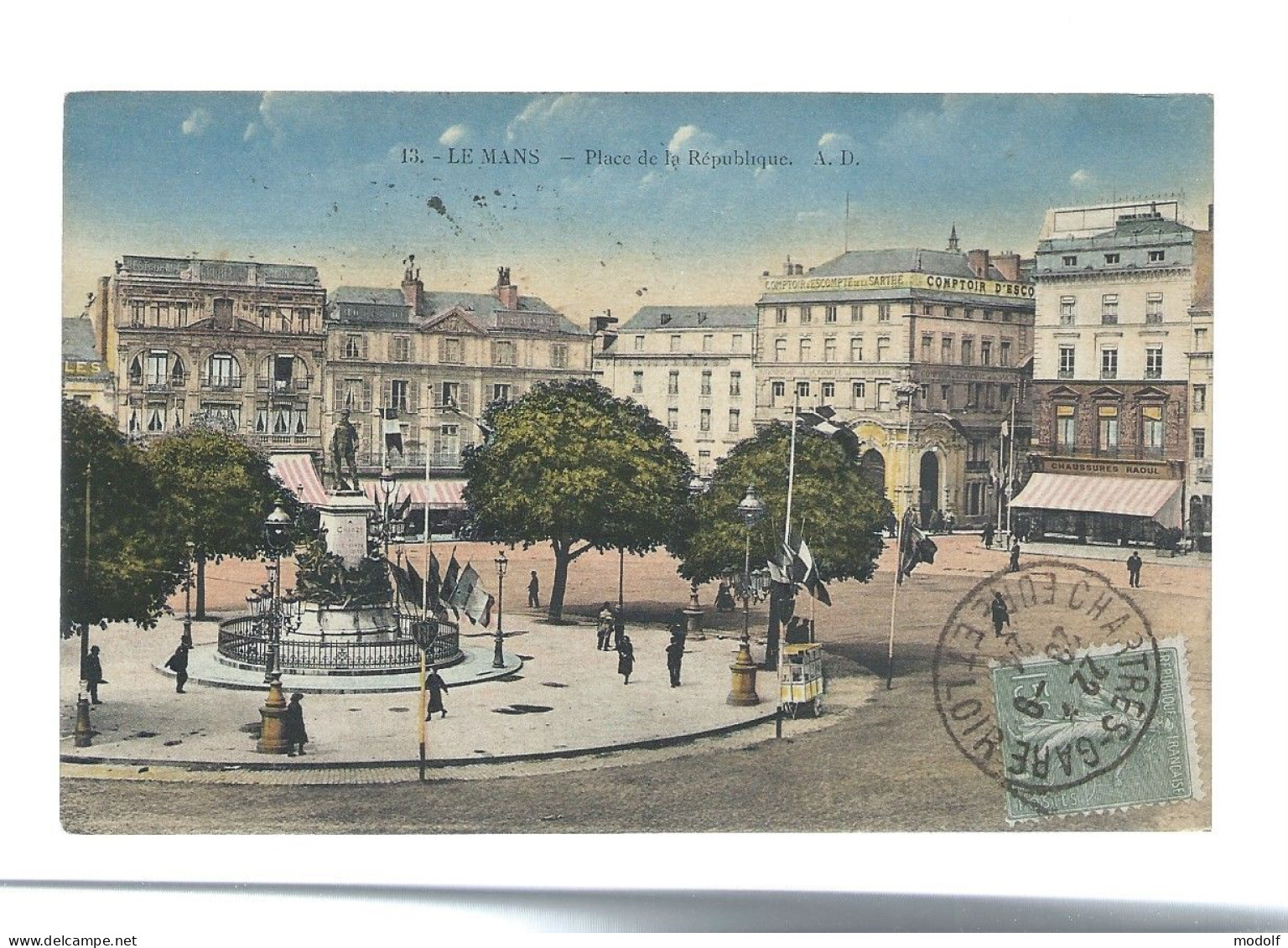 CPA - 72 - Le Mans - Place De La République - Colorisée - Animée - Circulée En 1924 - Le Mans