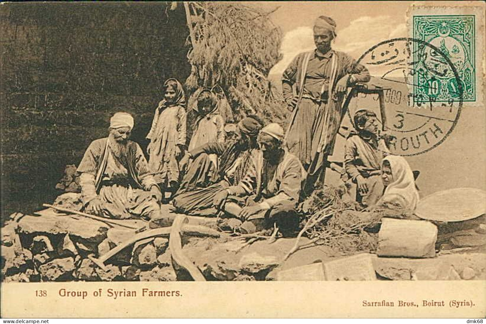 LEBANON - BEYROUTH / BEIRUT GROUP OF SYRIAN FARMERS  - EDIT SERRAFIAN BROS. - 1909 / STAMP / POSTMARK  (18388) - Libano