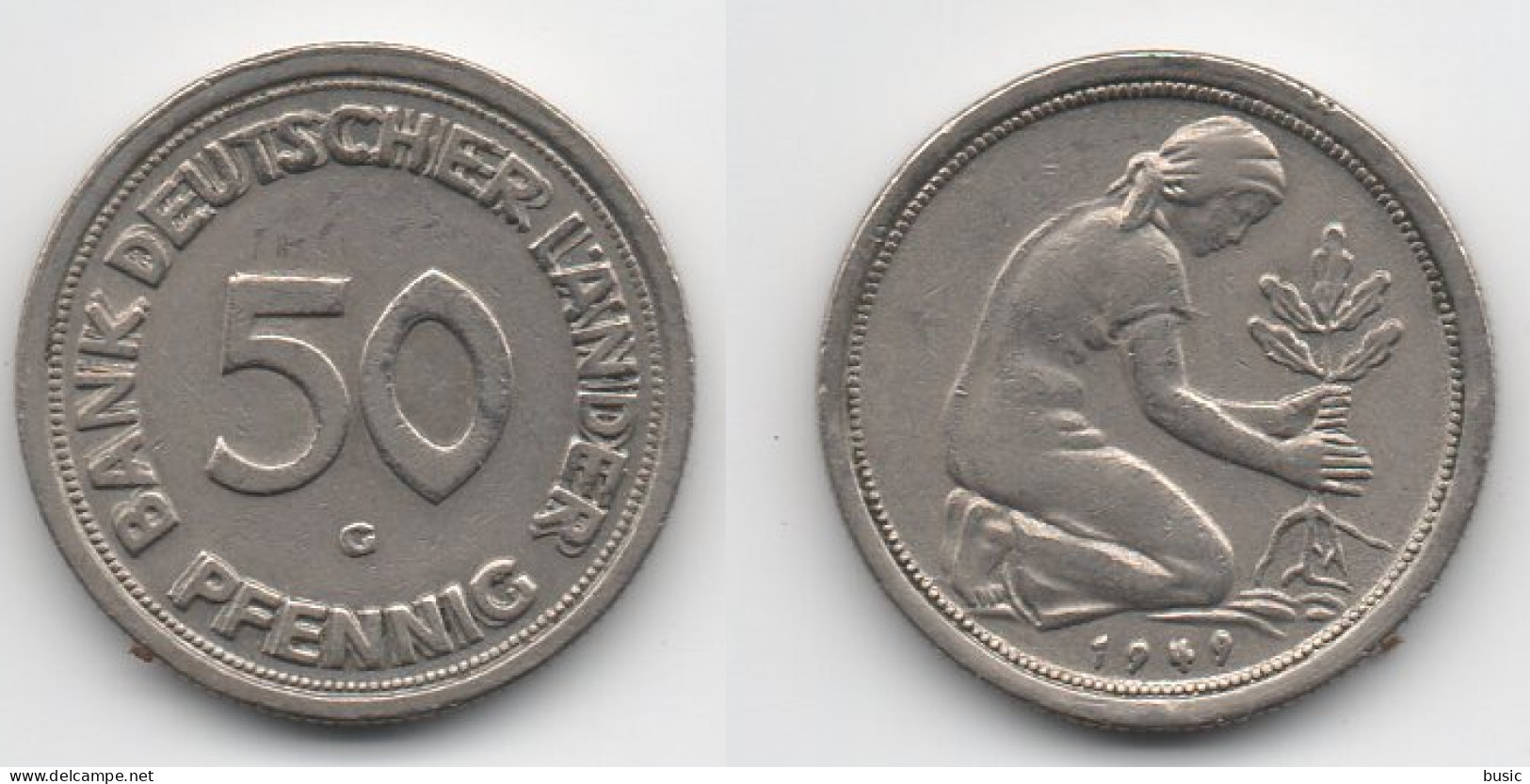 + 50 PFENNIG 1949 G + DOUBLE FRAPPE + - 50 Pfennig